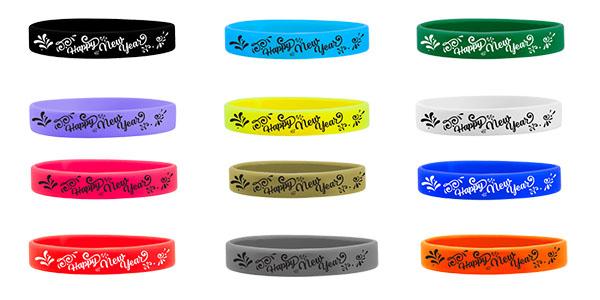 1/2" Silicone Happy New Year Wristbands