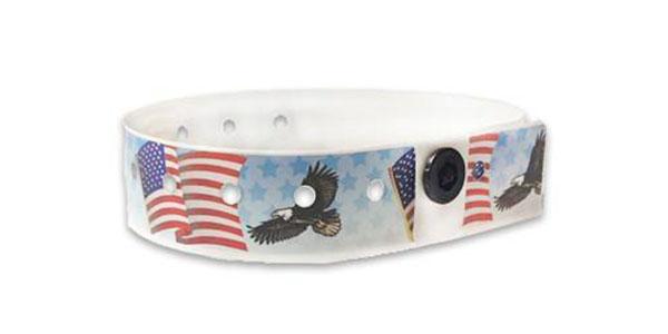 Plastic American Flag Wristbands with Eagle