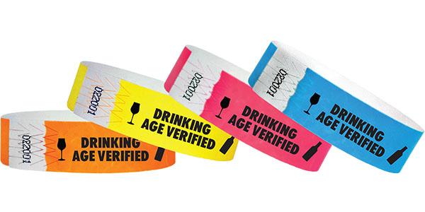 3/4" Tyvek Drinking Age Verified Wristbands Limited Time Sale