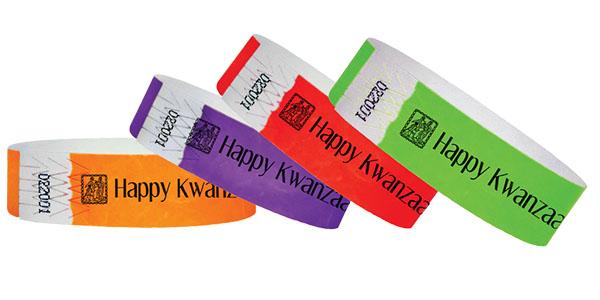 3/4" Tyvek Wristband Happy Kwanzaa