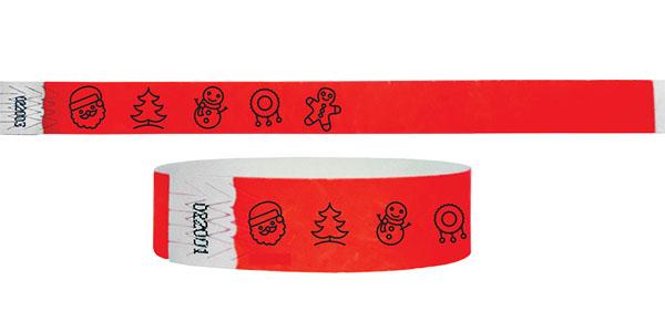 3/4" Tyvek Wristbands Christmas Icons