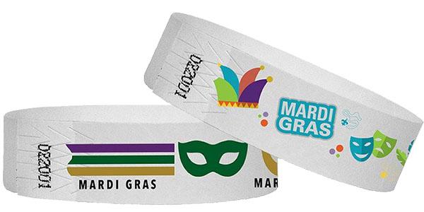 3/4" Wristbands Mardi Gras Full Color 500 Pack