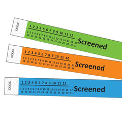 3/4" Covid-19 Screened Tyvek Wristbands