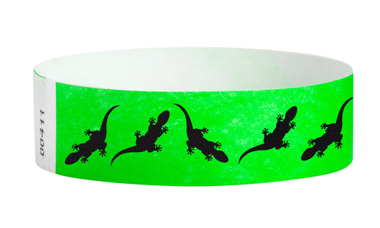 Clearance 3/4" Tyvek® Wristbands (Green Geckos)