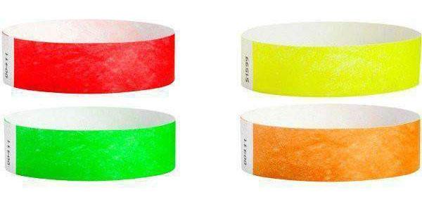 1 inch wristbands red, green, yellow, orange