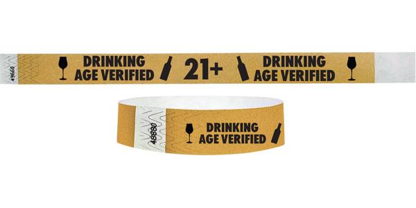 3/4" Tyvek Drinking Age Verified Wristbands