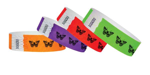 3/4" Tyvek Wristband Design Butterflies
