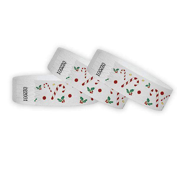 3/4" Candy Cane Full Color Tyvek Wristbands