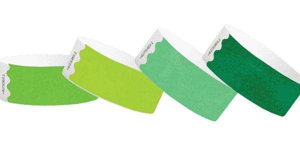 Green 1" Tyvek Paper Wristbands