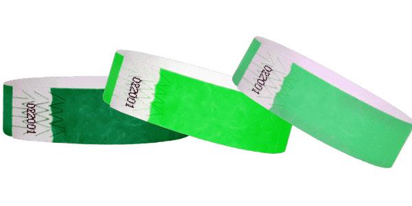 Green 3/4 Fiberband Tyvek Wristbands Solid Colors