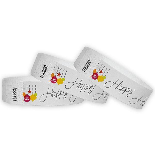 3/4" Happy Holidays Full Color Tyvek Wristbands
