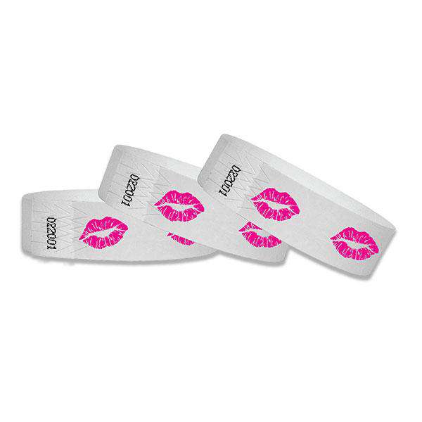 3/4" Tyvek Wristbands Pink Lips