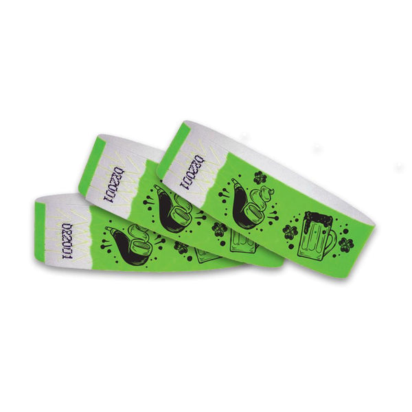3/4" Tyvek St Patrick's Day Lucky Icons Wristbands